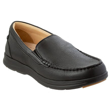 Load image into Gallery viewer, Black Samuel Hubbard Men&#39;s Blue Skies Leather Casual Slip On Profile View
