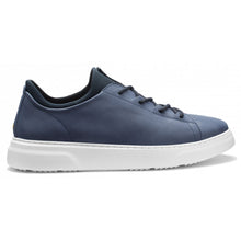 Load image into Gallery viewer, Jet Dark Blue With White Sole Samuel Hubbard Men&#39;s Flight Low Leather Casual Sneaker Side View
