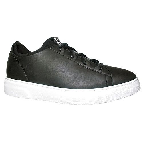 Black With White Sole Samuel Hubbard Men's Flight Leather Casual Sneaker Profile View