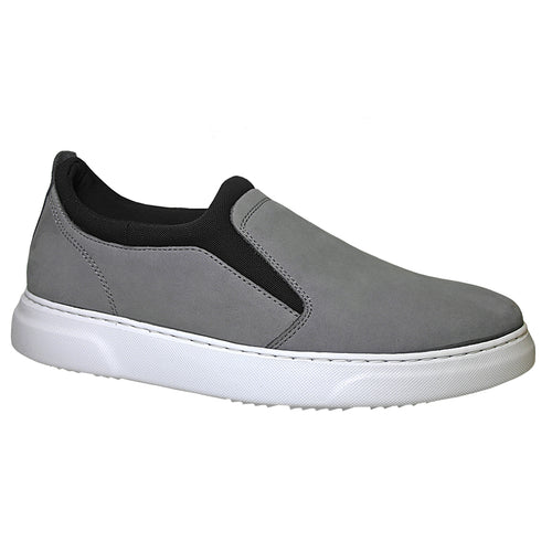 Grey With Black And White Sole Samuel Hubbard Men's Flight Slip On Leather Casual Sneaker