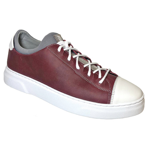 Reddish Brown With Grey And White Samuel Hubbard Men's Hubbard Flight Solo Leather Cap Toe Casual Sneaker