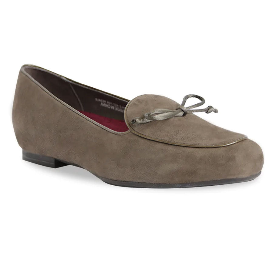 Sage Greyish Brown Munro Women's Rossa Suede Loafer With Bow Trim