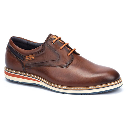 Cuero Brown With White And Blue Sole Pikolinos Men's Avila M1T 4050 Leather Plain Toe Oxford