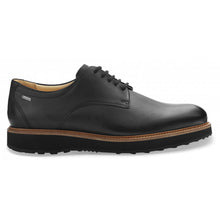 Load image into Gallery viewer, Black With Tan Trim Samuel Hubbard Men&#39;s Rainy Day Founder Waterproof Leather Casual Oxford Side View
