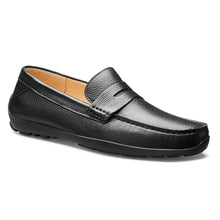 Load image into Gallery viewer, Black Samuel Hubbard Men&#39;s Free Spirit Leather Penny Loafer Profile View
