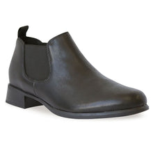 Load image into Gallery viewer, Black Munro Women&#39;s Bedford Leather And Stretch Block Heel Chelsea Bootie Profile View
