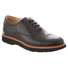 Load image into Gallery viewer, Black With Tan Trim Samuel Hubbard Men&#39;s Market Cap Toe Leather Casual Oxford Profile View
