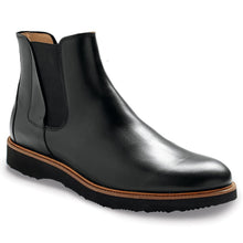 Load image into Gallery viewer, Black With Tan Trim Samuel Hubbard Men&#39;s 24 Seven 2.0 Chelsea Boot Leather Side Zipper Profile View
