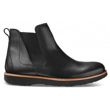 Load image into Gallery viewer, Black With Tan Trim Samuel Hubbard Men&#39;s 24 Seven 2.0 Chelsea Boot Leather Side Zipper Side View
