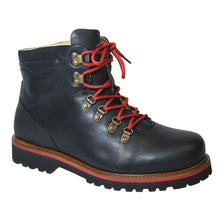 Load image into Gallery viewer, Black With Red Trim And Laces Samuel Hubbard Men&#39;s MT Tam Leather Hiking Boot Profile View
