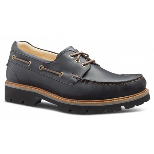 Black With Brown Samuel Hubbard Men's Camplite Leather Boat Shoe Oxford Profile View