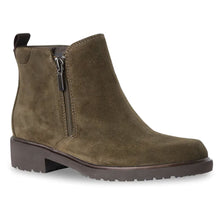 Load image into Gallery viewer, Brown Munro Women&#39;s Rourke Water Resistant Suede Double Zipper Ankle Boot Profile View
