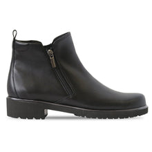 Load image into Gallery viewer, Black Munro Women&#39;s Rourke Leather Double Zipper Ankle Boot Side View
