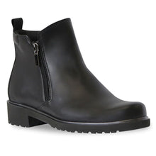 Load image into Gallery viewer, Black Munro Women&#39;s Rourke Leather Double Zipper Ankle Boot Profile View
