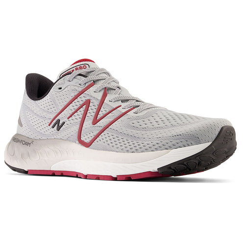 Grey With White And Red And Black New Balance Men's Fresh Foam X 880V13 Mesh Running Sneaker
