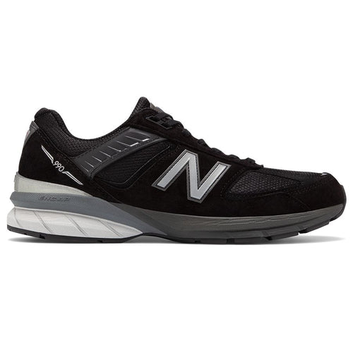 Black With Grey And White New Balance Men's M990BK5 Suede And Mesh Running Sneaker