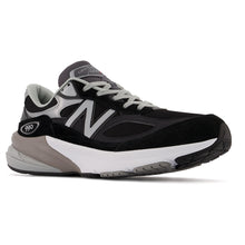 Load image into Gallery viewer, Black With Grey And White New Balance Men&#39;s M990V6 Suede And Mesh Athletic Running Sneaker Profile View
