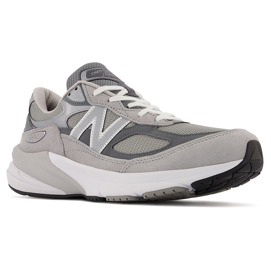 Dark Grey Light Grey And White New Balance Men's M990V6 Suede And Mesh Athletic Running Sneaker