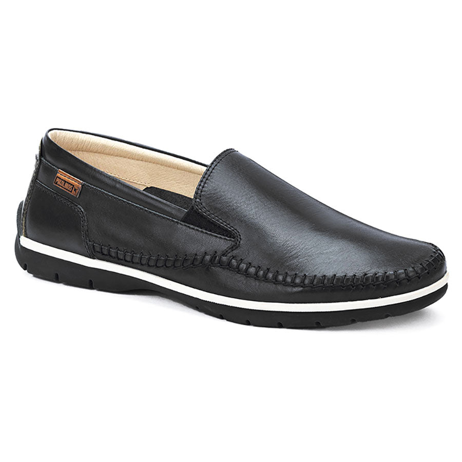Black With White Pikolinos Men's Marbella M9A Leather Casual Loafer