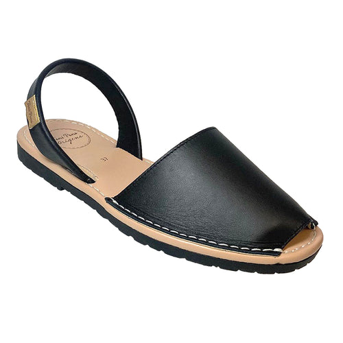 Black Toni Pons Women's Mao P 1231 Leather Double Strap Peep Toe Sandal Flat