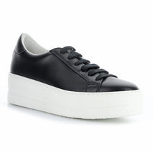 Load image into Gallery viewer, Black With White Platform Bos&amp;Co Women&#39;s Maya Leather Casual Sneaker Profile View

