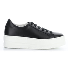 Load image into Gallery viewer, Black With White Platform Bos&amp;Co Women&#39;s Maya Leather Casual Sneaker Side View
