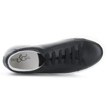 Load image into Gallery viewer, Black With White Platform Bos&amp;Co Women&#39;s Maya Leather Casual Sneaker Top View
