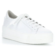 Load image into Gallery viewer, White Bos&amp;Co Women&#39;s Maya Leather Casual Sneaker Profile View
