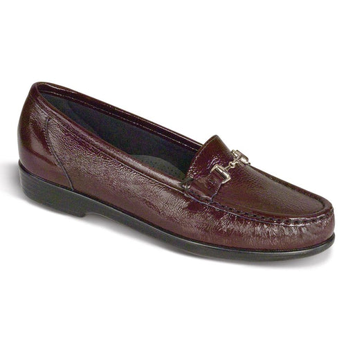 Wine Dark Red With Black Sole SAS Women's Metro Patent Leather Dress Casual Loafer With Polished Link Ornament