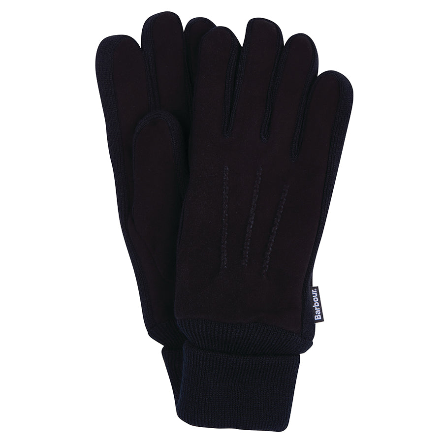 Black Barbour Men's Leather And Acrylic Fleece Lined Magnus Gloves