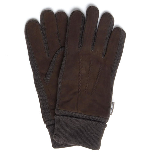 Brown Barbour Men's Leather And Acrylic Fleece Lined Magnus Gloves