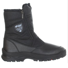 Load image into Gallery viewer, Black Pajar Men&#39;s Mirko Waterproof Leather And Nylon Zippered Winter Bootie Side View
