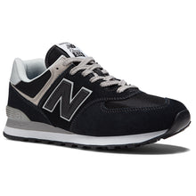 Load image into Gallery viewer, Black With Grey And White New Balance Men&#39;s ML574EVG Suede And Mesh Sneaker Profile View
