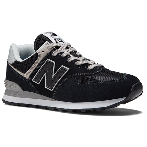 Black With Grey And White New Balance Men's ML574EVG Suede And Mesh Sneaker