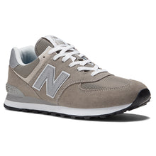 Load image into Gallery viewer, Greyish Brown With Tan And White New Balance Men&#39;s ML574EVG Suede And Mesh Sneaker Profile View
