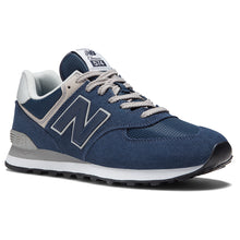 Load image into Gallery viewer, Navy With Grey And White New Balance Men&#39;s ML574EGN Suede And Mesh Sneaker Profile View
