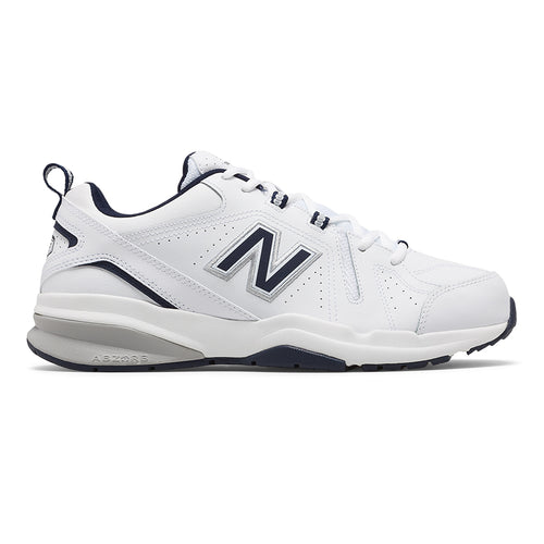 White With Navy New Balance Men's 608V5 Leather Athletic Training Sneaker