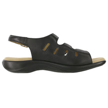 Load image into Gallery viewer, Black SAS Women&#39;s Mystic Leather Strappy Flat Sandal Side View
