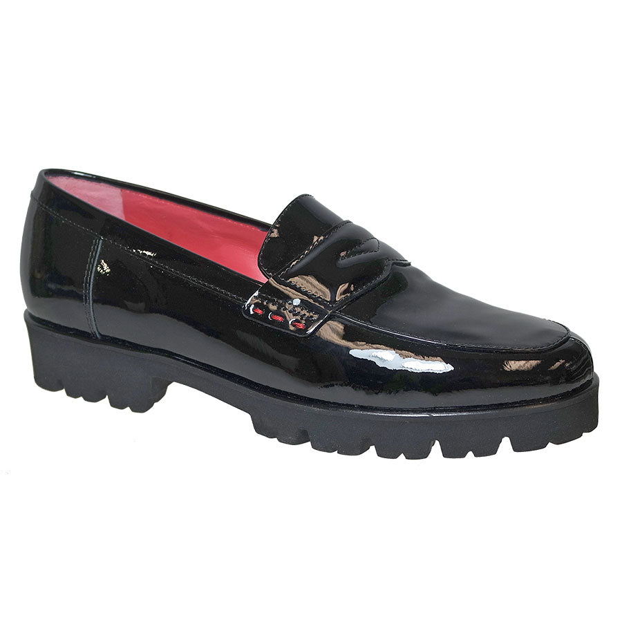 Black Pas De Rouge Women's Marta N399 Slip-On Loafer Patent Leather