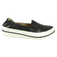 Load image into Gallery viewer, Onyx Black With White Ron White Women&#39;s Nell Leather Casual Slip On Side View
