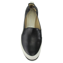 Load image into Gallery viewer, Onyx Black With White Ron White Women&#39;s Nell Leather Casual Slip On Top View
