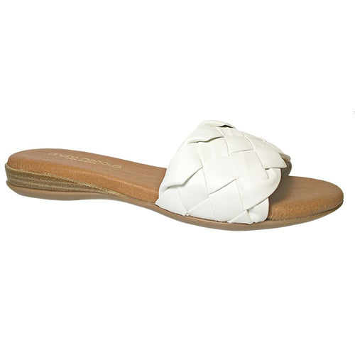 White Andre Assous Women's Nicki Woven Leather Slide Sandal