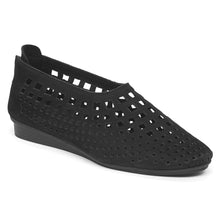 Load image into Gallery viewer, Noir Black Arche Women&#39;s Nirick Perforated Nubuck Slip On Shoe Profile View
