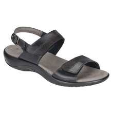 Load image into Gallery viewer, Black SAS Women&#39;s Nudu Leather And Textured Triple Strap Sandal Profile View
