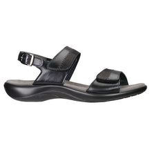 Load image into Gallery viewer, Black SAS Women&#39;s Nudu Leather And Textured Triple Strap Sandal Side View
