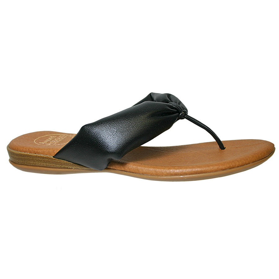 Black Andre Assous Women's Nuya Leather Thong Sandal