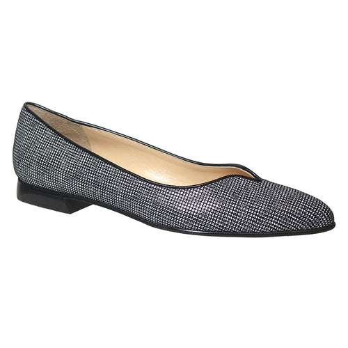 Black And White With Black Sole Brunate Women's Ida Textured Leather Ballet Flat