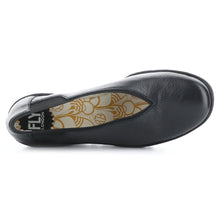 Load image into Gallery viewer, Black Fly London Women&#39;s Yoza438Fly Leather Slip On Wedge Shoe Top View
