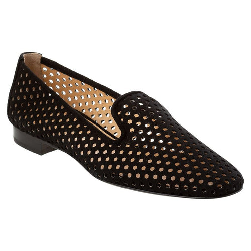 Black Eliana Women's Penny Perforated Suede Loafer