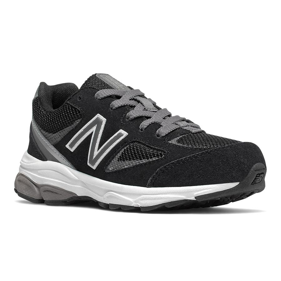 Black With Grey And White New Balance Boy's PK888BG2 Suede And Mesh Sneaker Sizes 13 to 13.5 And 1 to 3